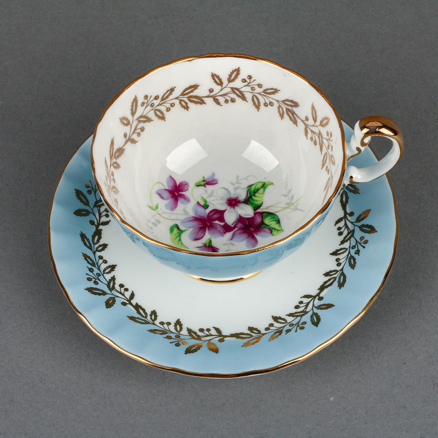 AYNSLEY Hand-Painted Floral Centre Cup & Saucer