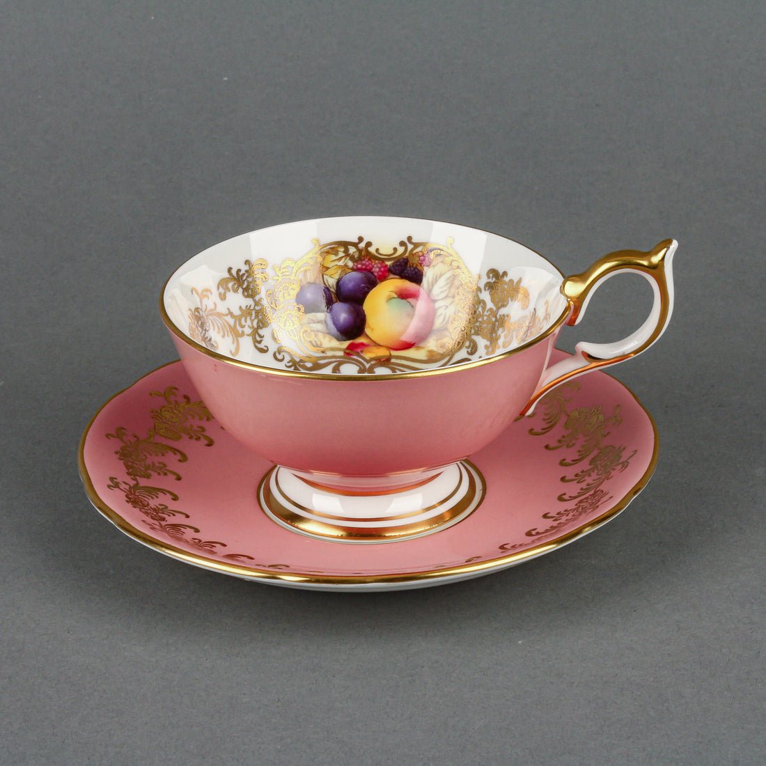 AYNSLEY Hand-Painted Fruit Cup & Saucer
