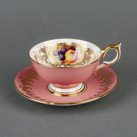 AYNSLEY Hand-Painted Fruit Cup & Saucer