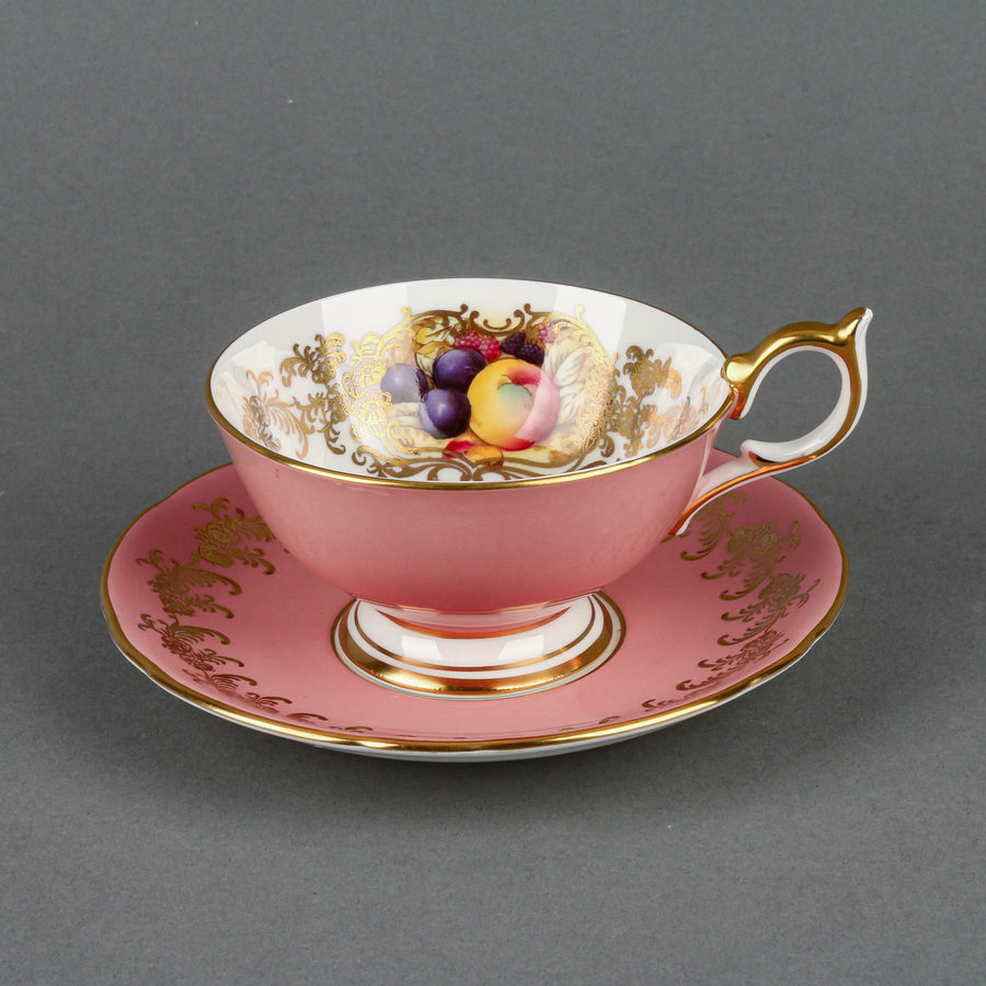 AYNSLEY Hand-Painted Fruit Cup & Saucer