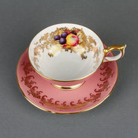 AYNSLEY Hand-Painted Fruit Cup & Saucer