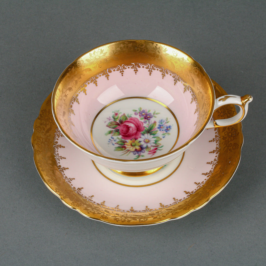 PARAGON A4012 Hand-Painted Rose Floral Cup & Saucer