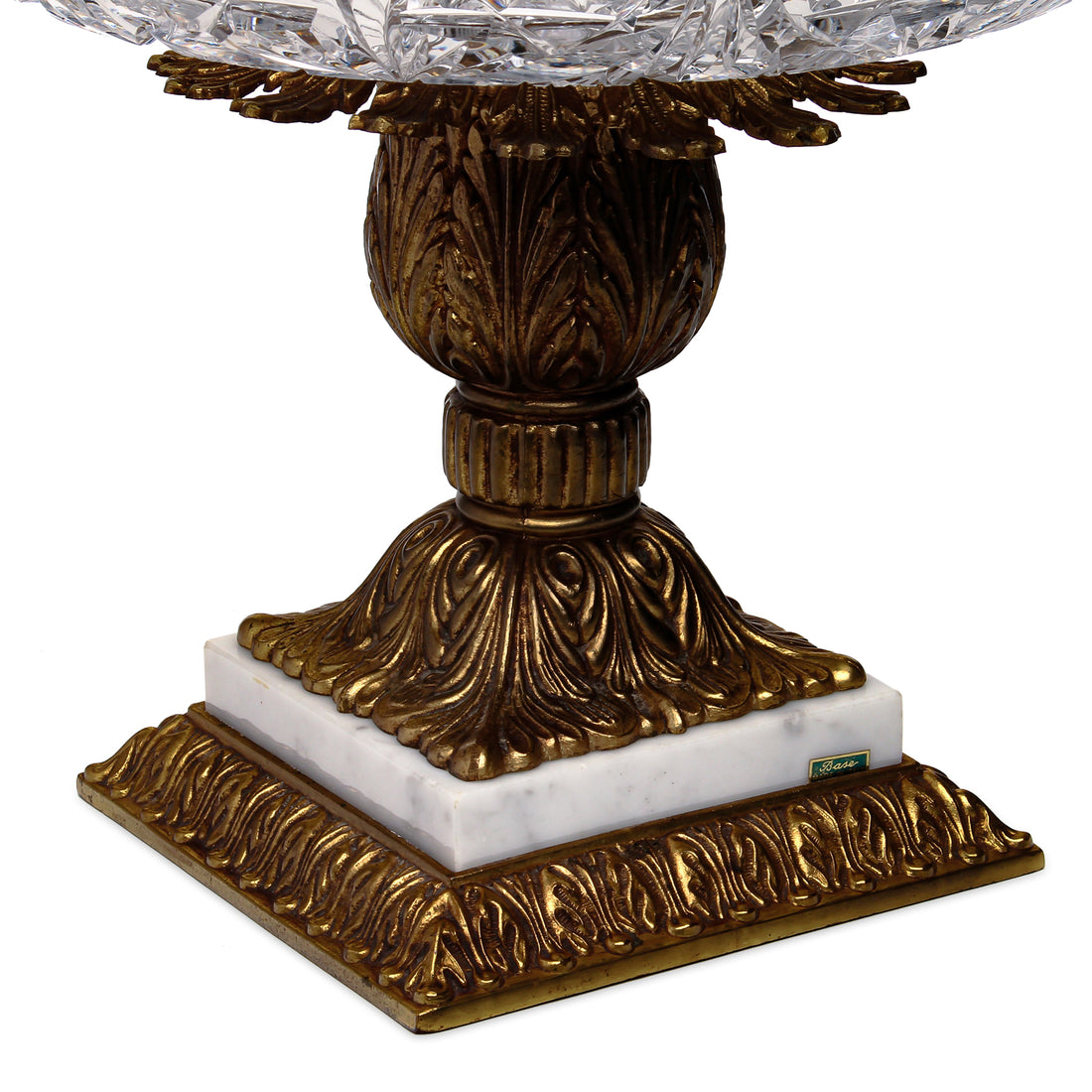 Cut Crystal Bowl on Brass & Marble Stand
