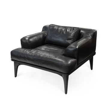 DISTRICT 8 Salk Black Leather & Concrete Chair