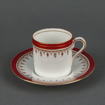 AYNSLEY Durham Maroon Demitasse Cups & Saucers - Set of 7
