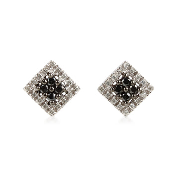 EFFY 14K White & Black Diamond Square Stud Earrings