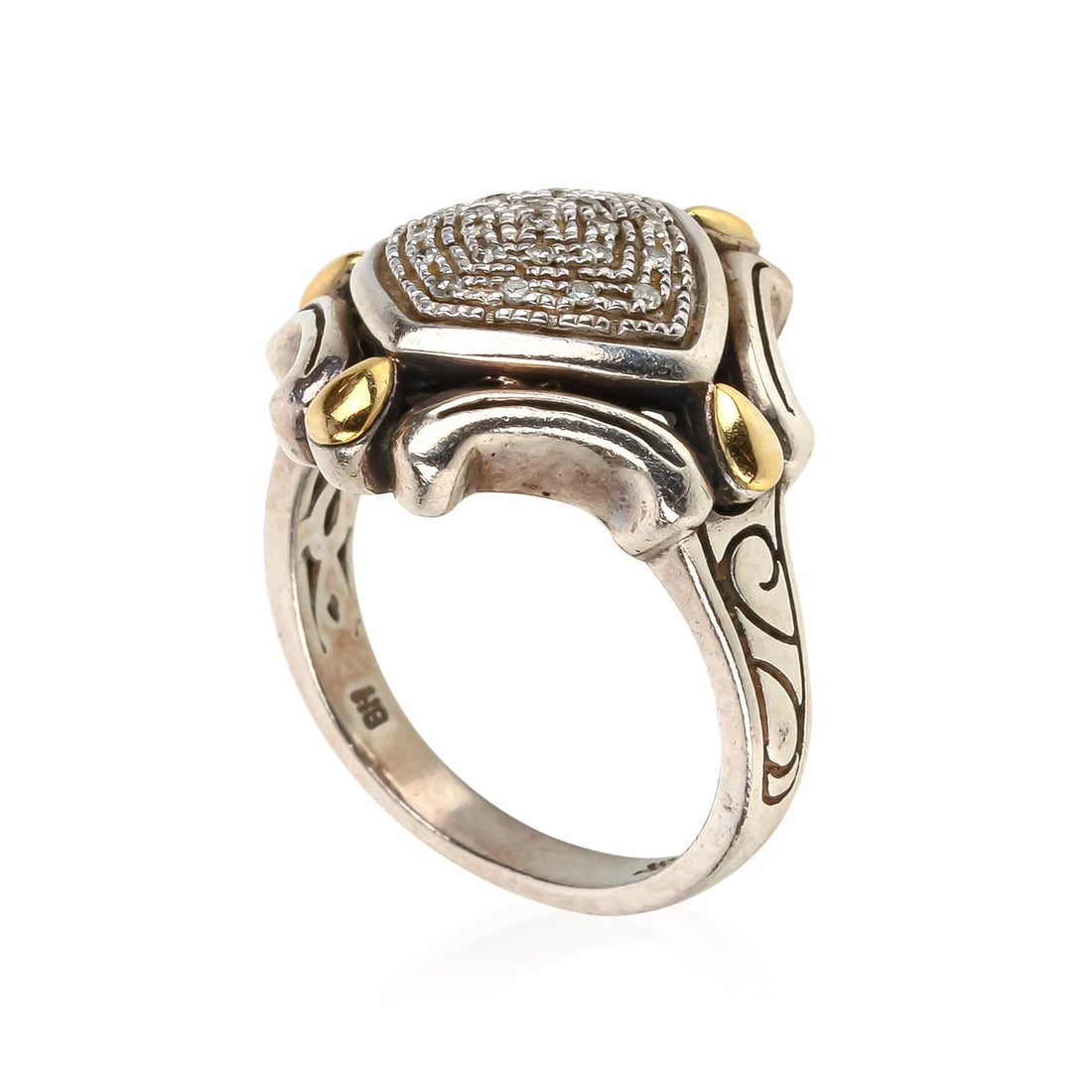EFFY Sterling Silver 18K Pavé Diamond Ring
