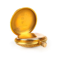 ETERNA 14K Yellow Gold Diamond Double Hunter Pocket Watch