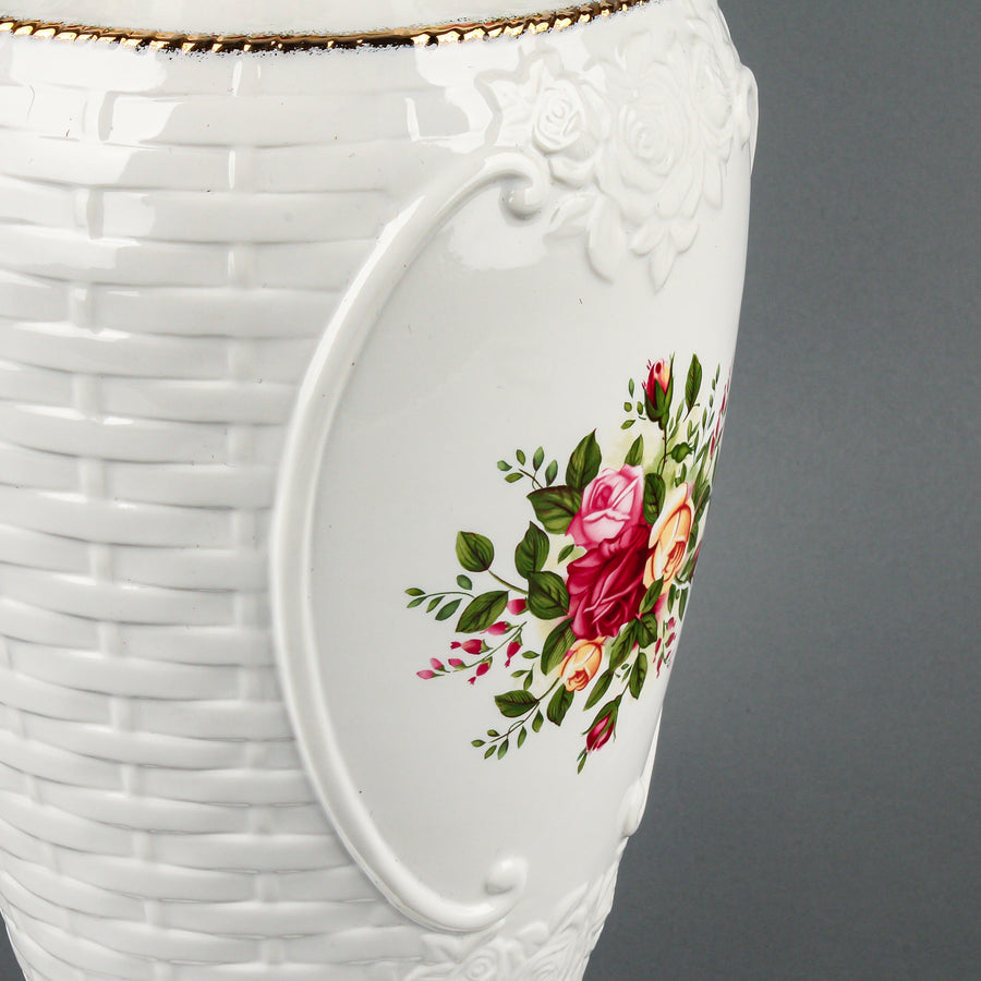 ROYAL ALBERT Old Country Roses Embossed Basketweave Cameo Vase
