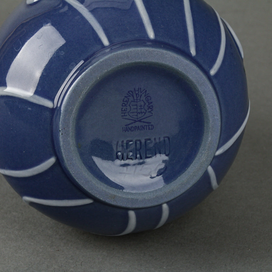 HEREND Emobossed Poppy Vase 7150 - Blue