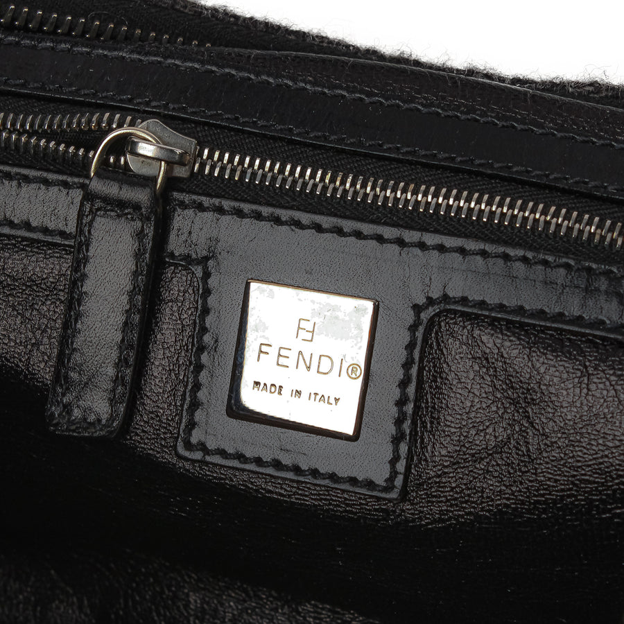 FENDI FF Wool Hobo Shoulder Bag - Grey