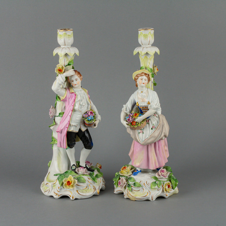 VOLKSTEDT Man & Woman Figural Candlesticks - Set of 2