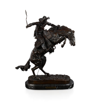 Frederic Remington - The Bronco Buster - Cast Bronze Sculpture on Marble Base