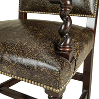 STICKLEY 8 Barley Twist Chairs w/Patterned Leather