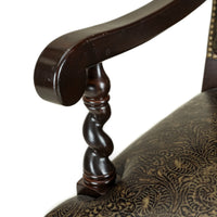 STICKLEY 8 Barley Twist Chairs w/Patterned Leather