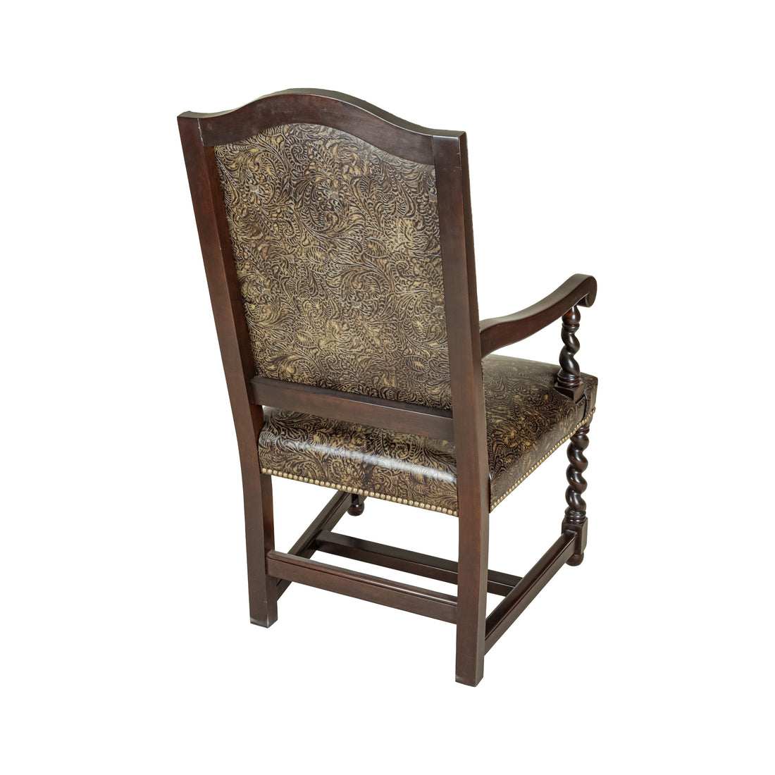STICKLEY 8 Barley Twist Chairs w/Patterned Leather