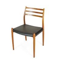 MOLLER Model 78 Walnut Side Chairs with Black Leather Set of 4