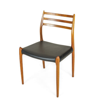 MOLLER Model 78 Walnut Side Chairs with Black Leather Set of 4