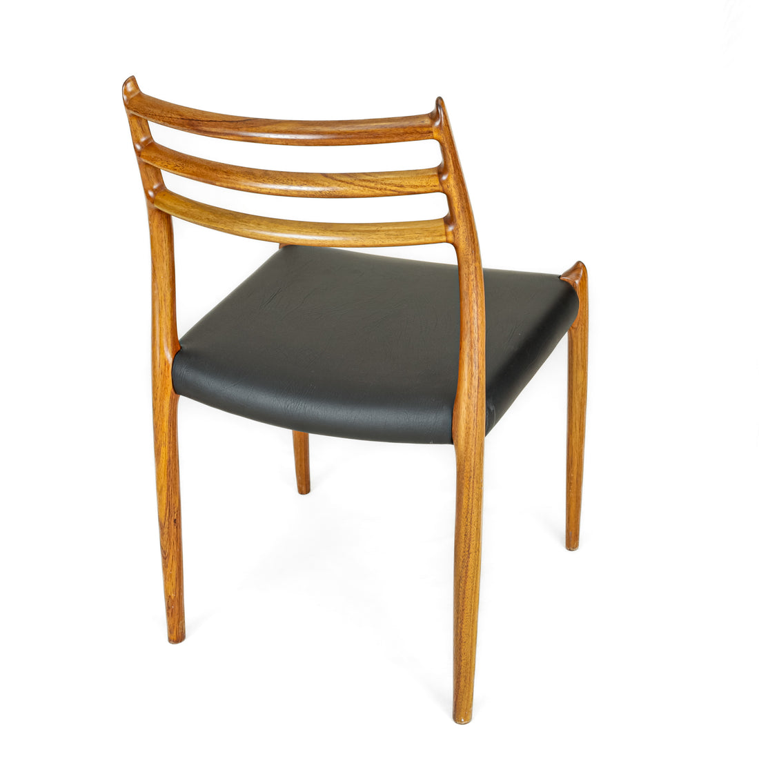 MOLLER Model 78 Walnut Side Chairs with Black Leather Set of 4