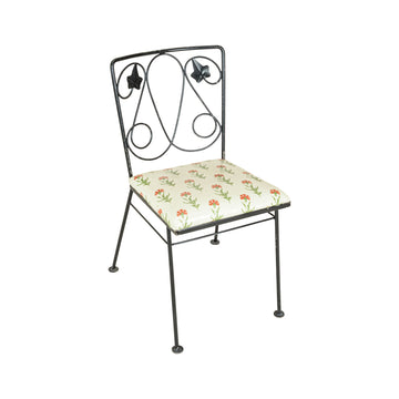 Vintage Wirework Chairs with Floral Vinyl Upholstery Set 0f 6