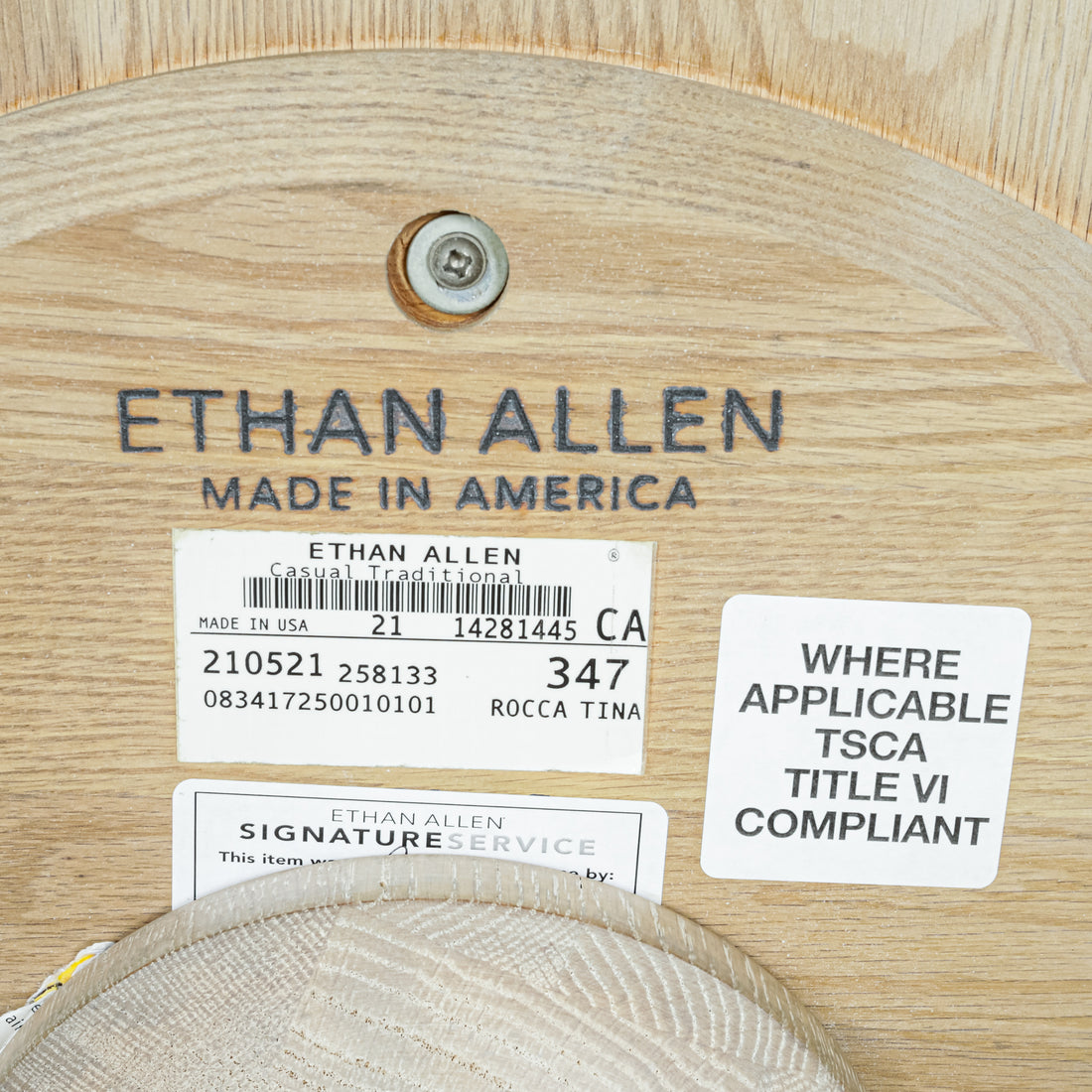 ETHAN ALLEN Eloise Pickled Oak Pedestal Table