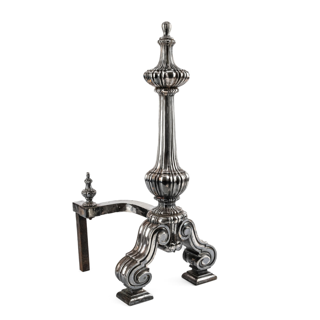 PAIR Vintage Large Silver Plate Andirons