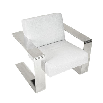 BERNHARDT Grey Upholstered Chrome Armchair