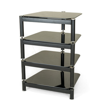 Black Painted Steel & Glass Component Stand