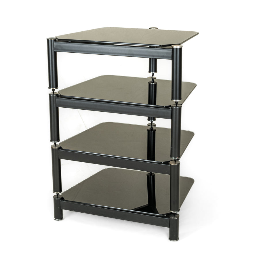 Black Painted Steel & Glass Component Stand