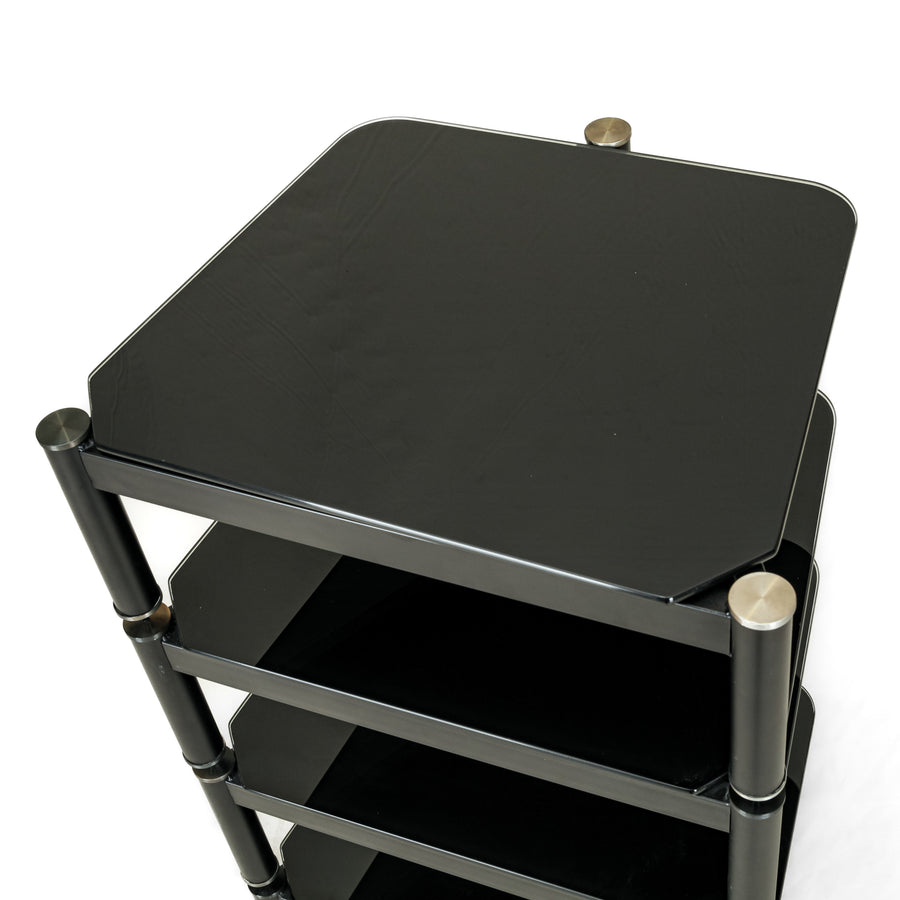 Black Painted Steel & Glass Component Stand