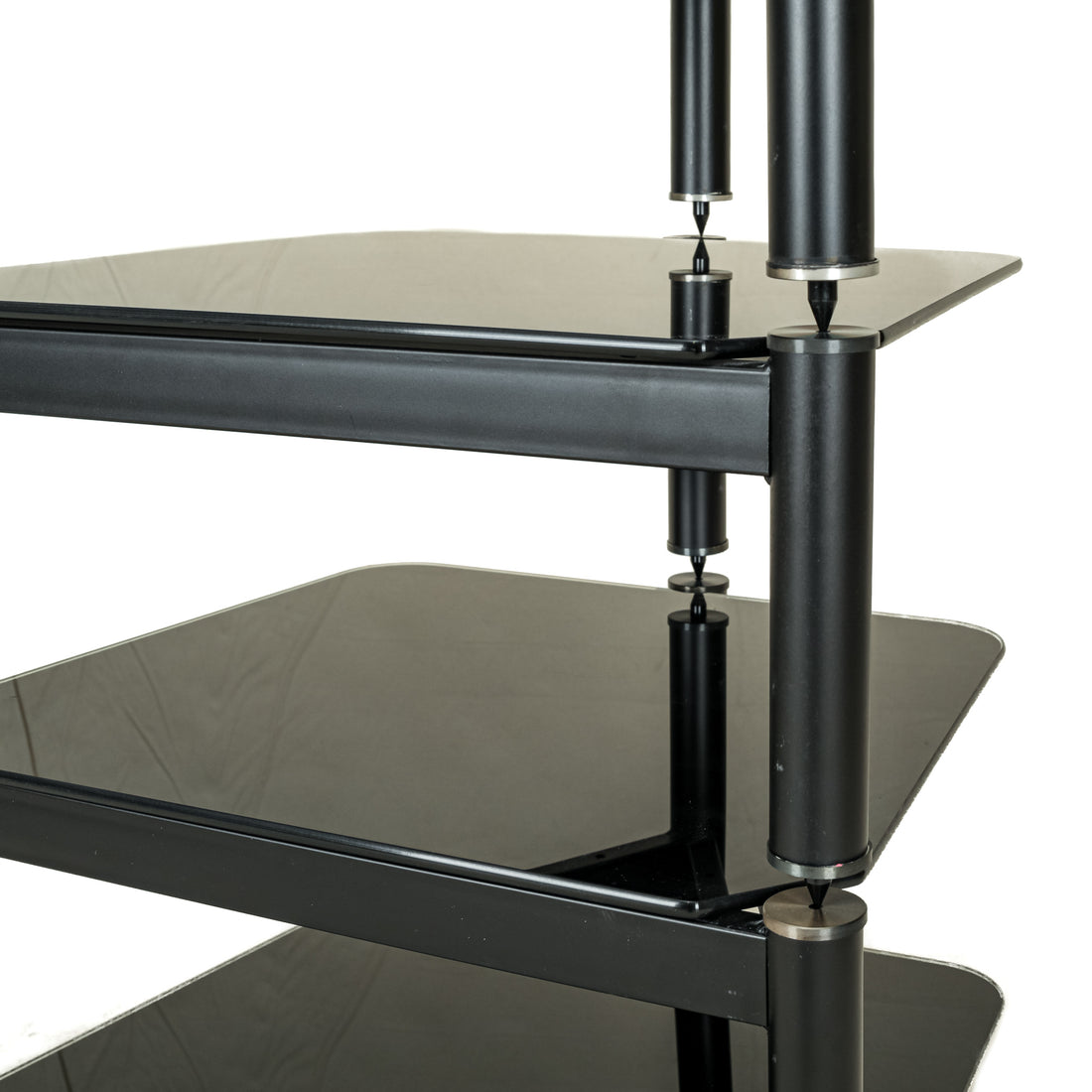 Black Painted Steel & Glass Component Stand
