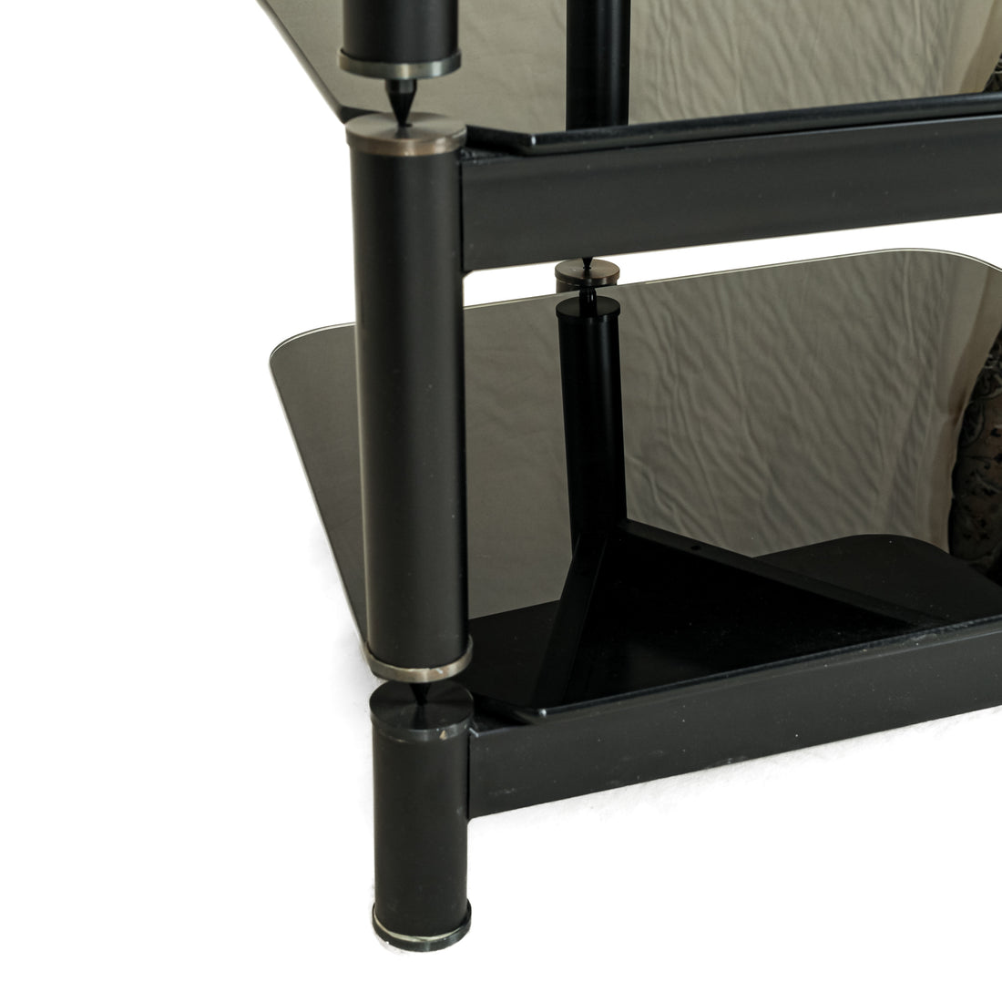 Black Painted Steel & Glass Component Stand