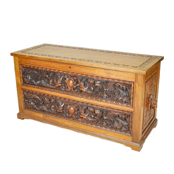 Vintage Carved Cherry Chest With Drawer