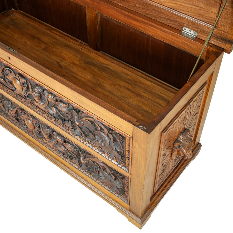 Vintage Carved Cherry Chest With Drawer