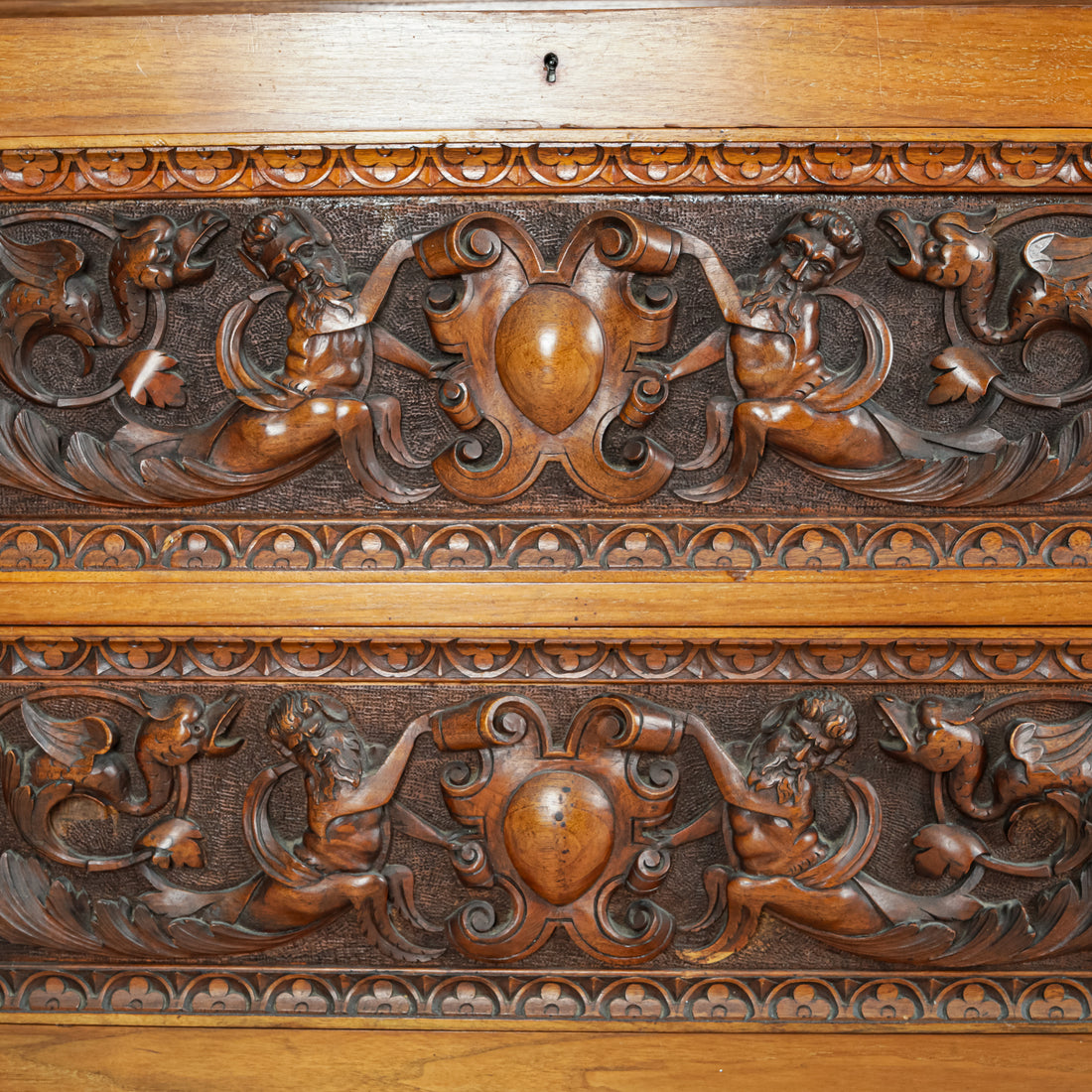 Vintage Carved Cherry Chest With Drawer