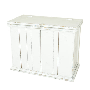Vintage White Painted Pine Firewood Box