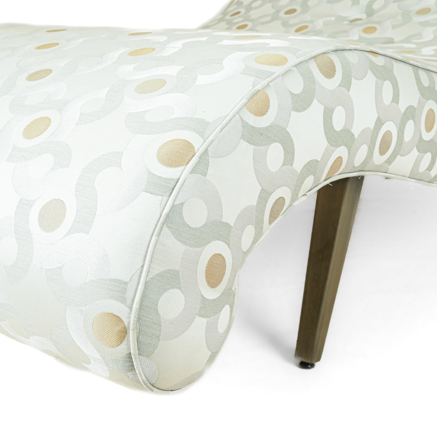 Modern Chaise Longue Grey & Tan Upholstery