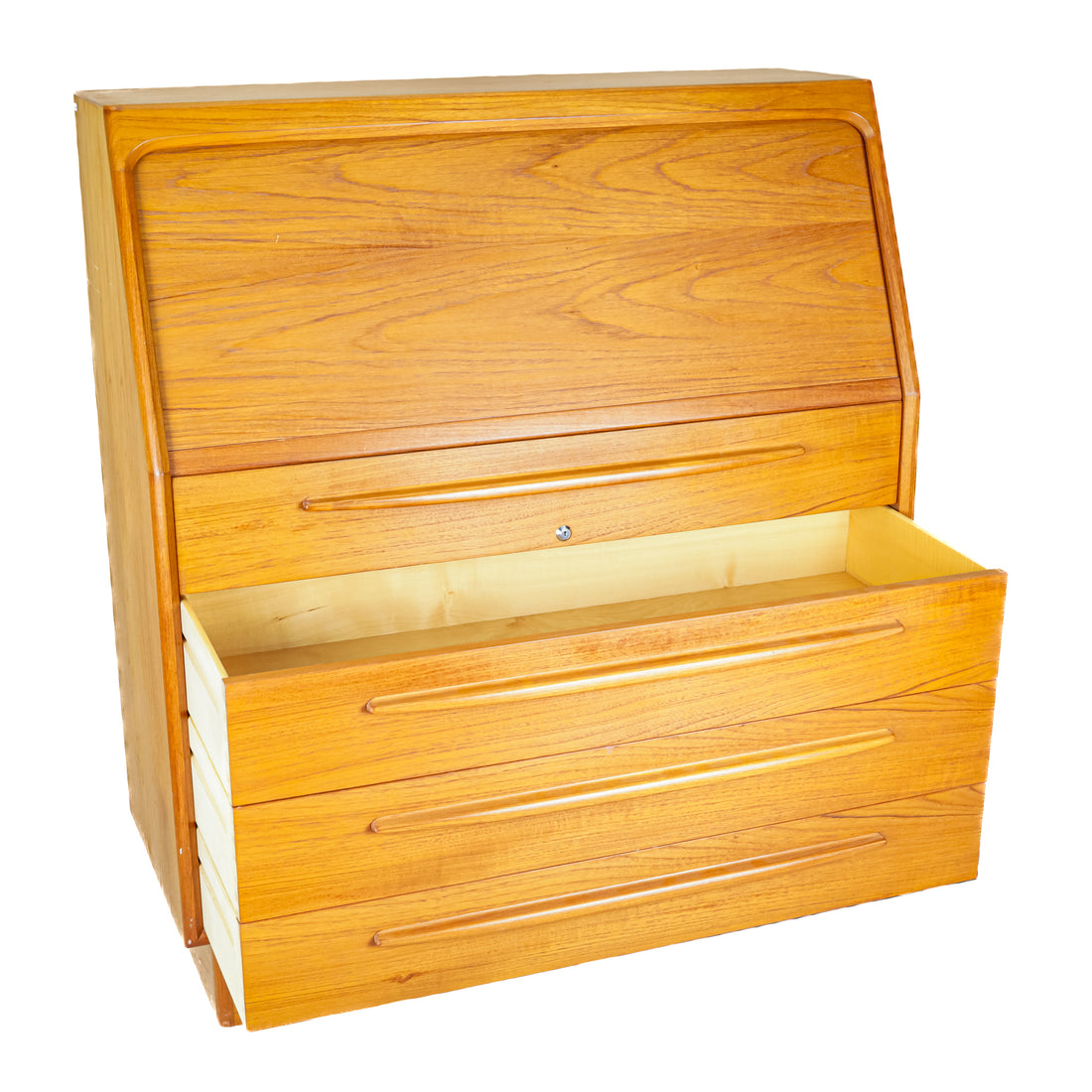 Vintage Teak Roll Top Desk