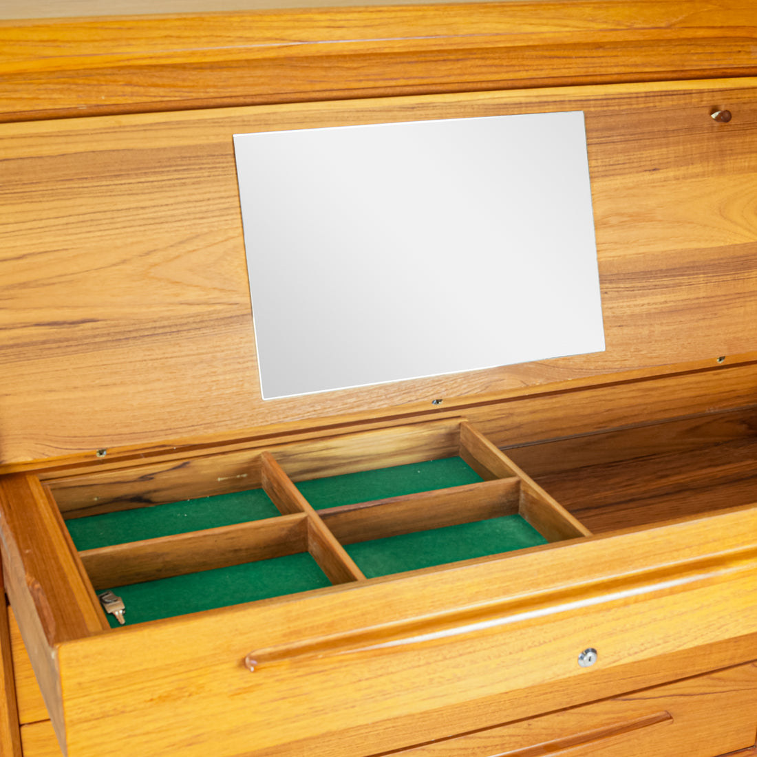 Vintage Teak Roll Top Desk