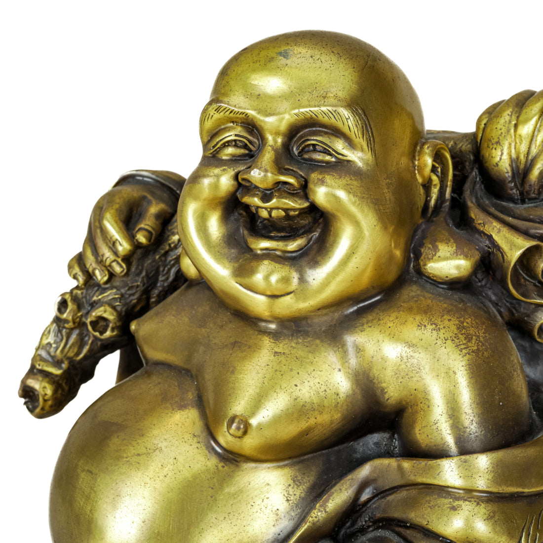 Asian Brass Figure Maitreya Laughing Buddha