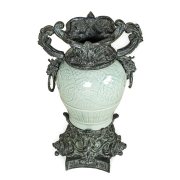 SHAW PEZZO Bronze Mounted Celadon Style Vase