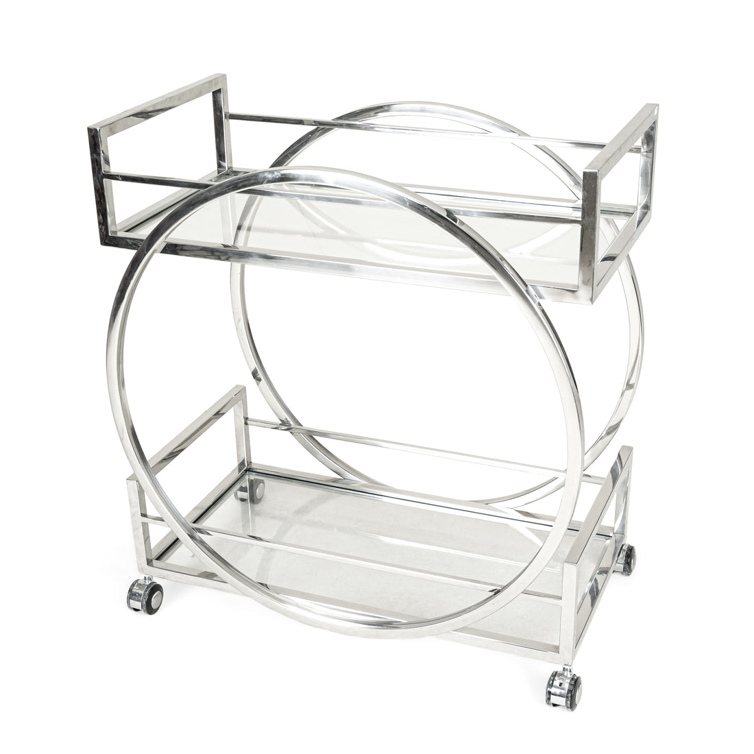 Deco Style Chrome And Glass Drinks Cart