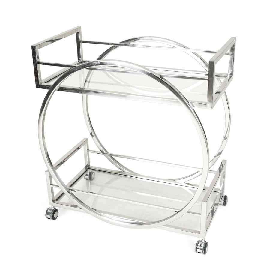 Deco Style Chrome And Glass Drinks Cart