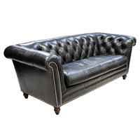 DIVIANI Black Leather Tufted Sofa