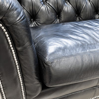 DIVIANI Black Leather Tufted Sofa
