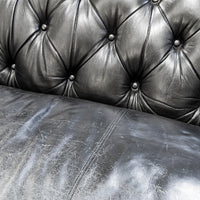 DIVIANI Black Leather Tufted Sofa