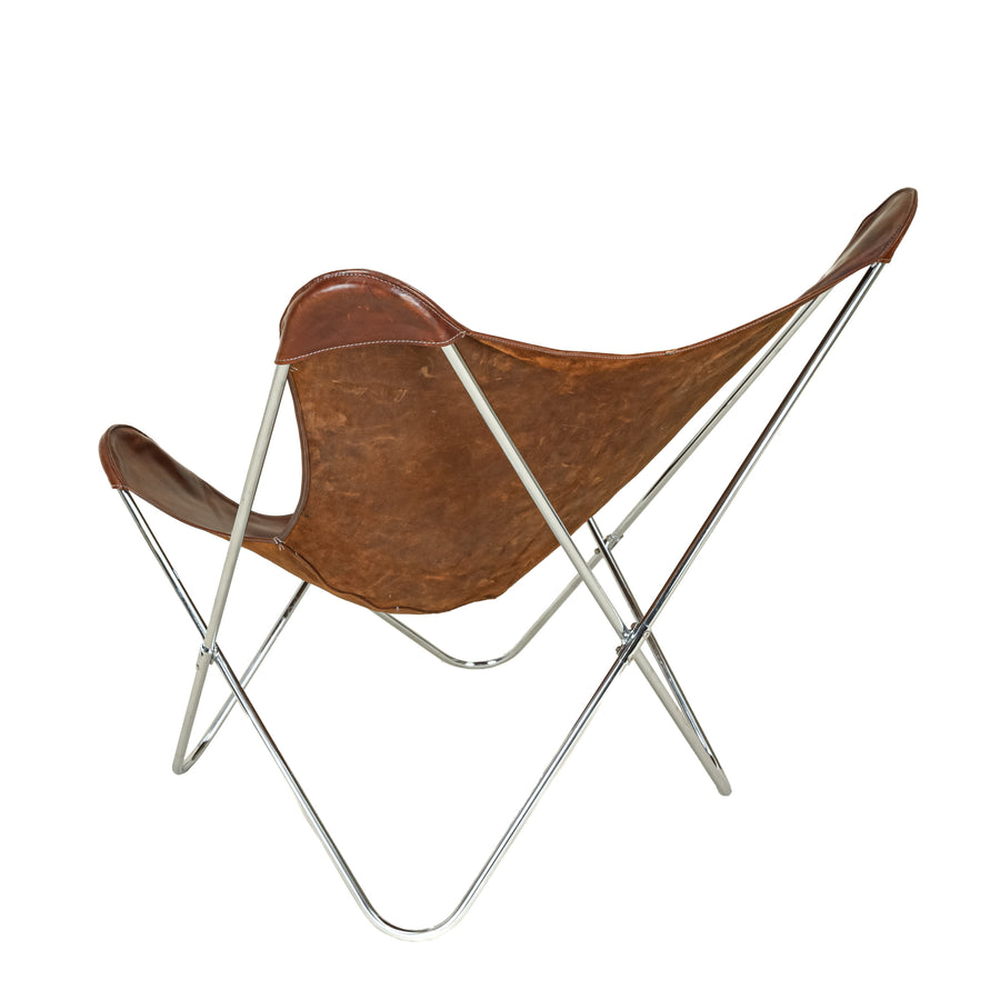 Leather & Chrome Butterfly Chair