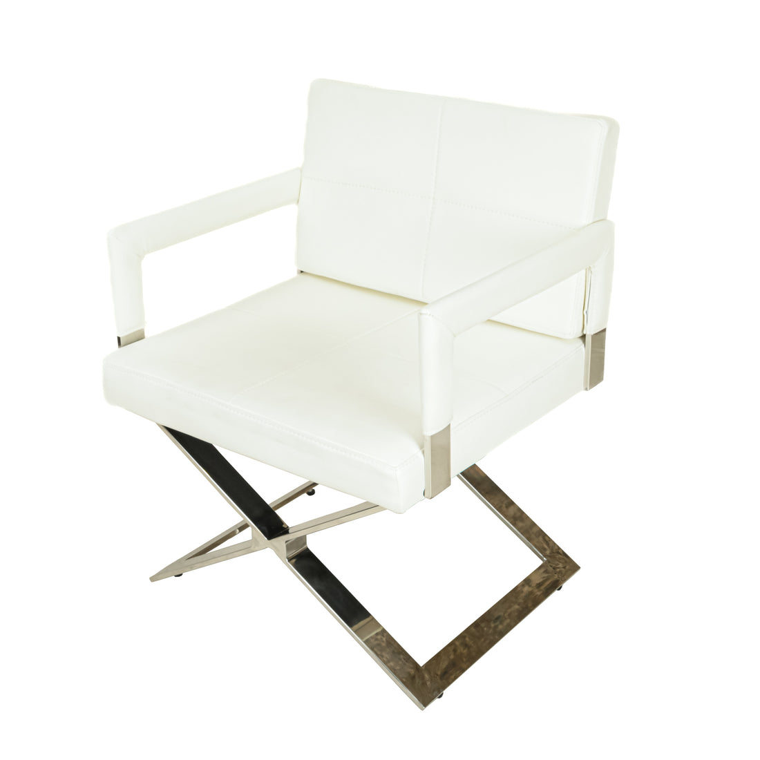 PAIR White Leather & Chrome Arm Chairs