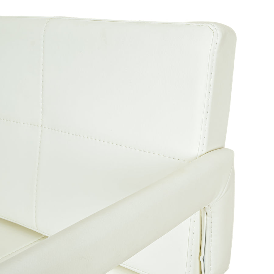 PAIR White Leather & Chrome Arm Chairs