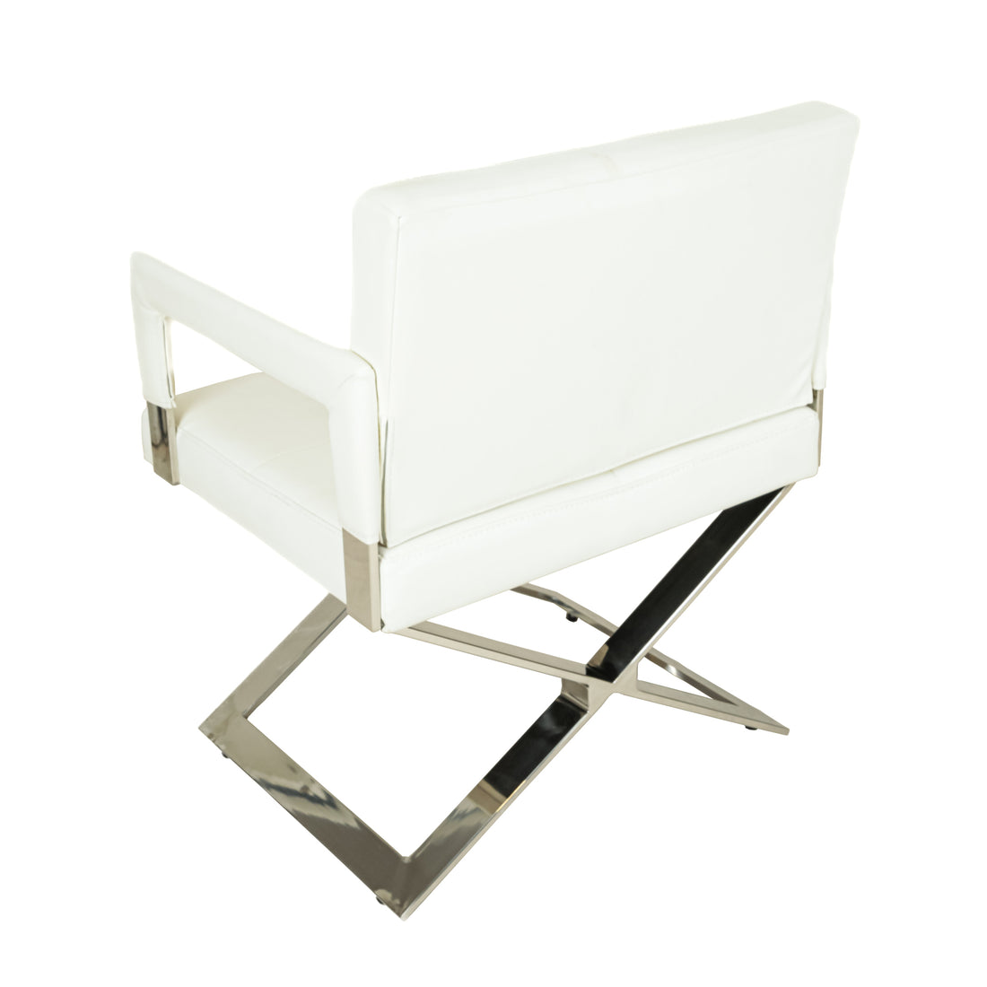 PAIR White Leather & Chrome Arm Chairs